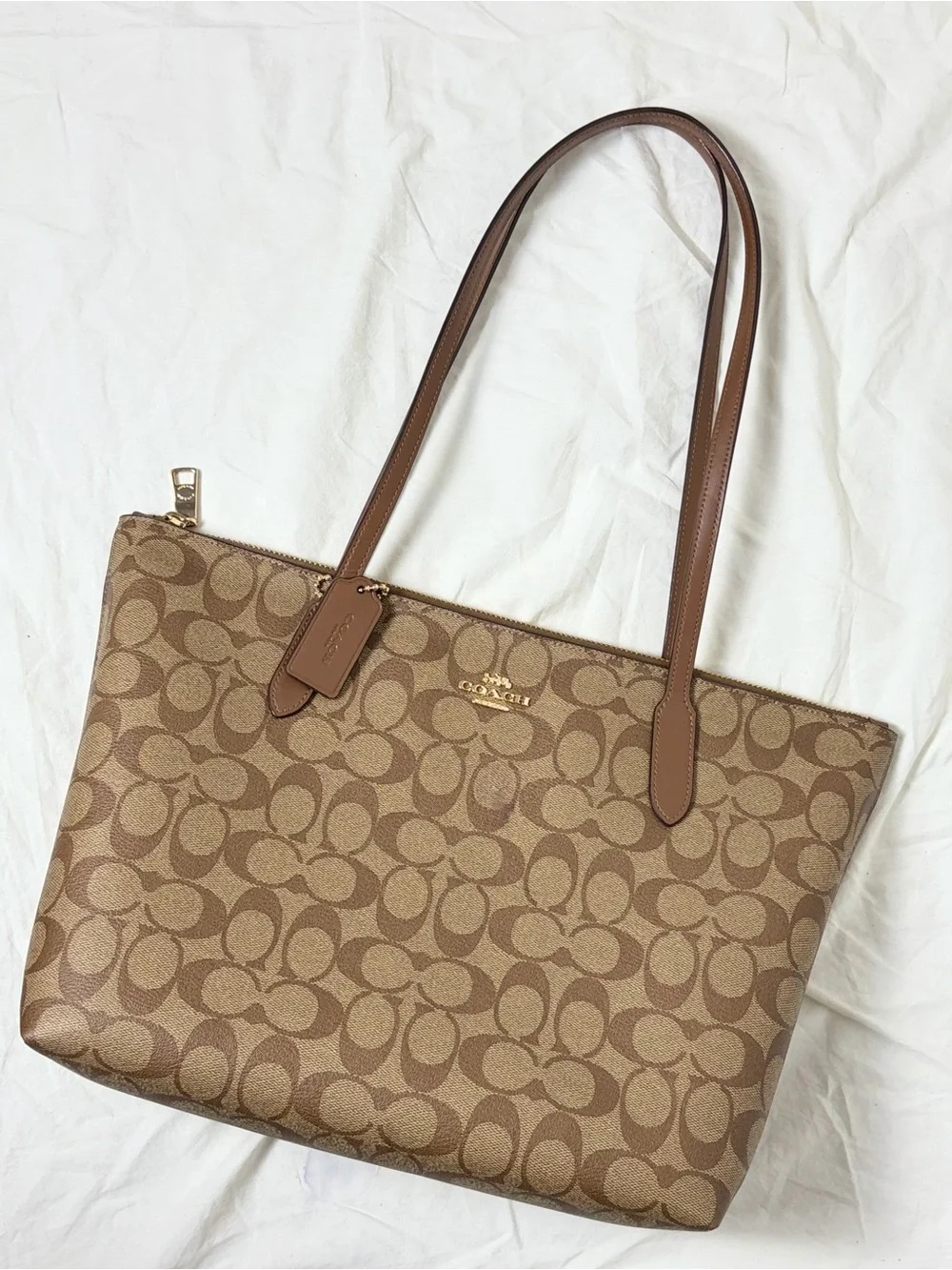 Coach Zip Top Tote #4455 | Signature Canvas Tote | Like New